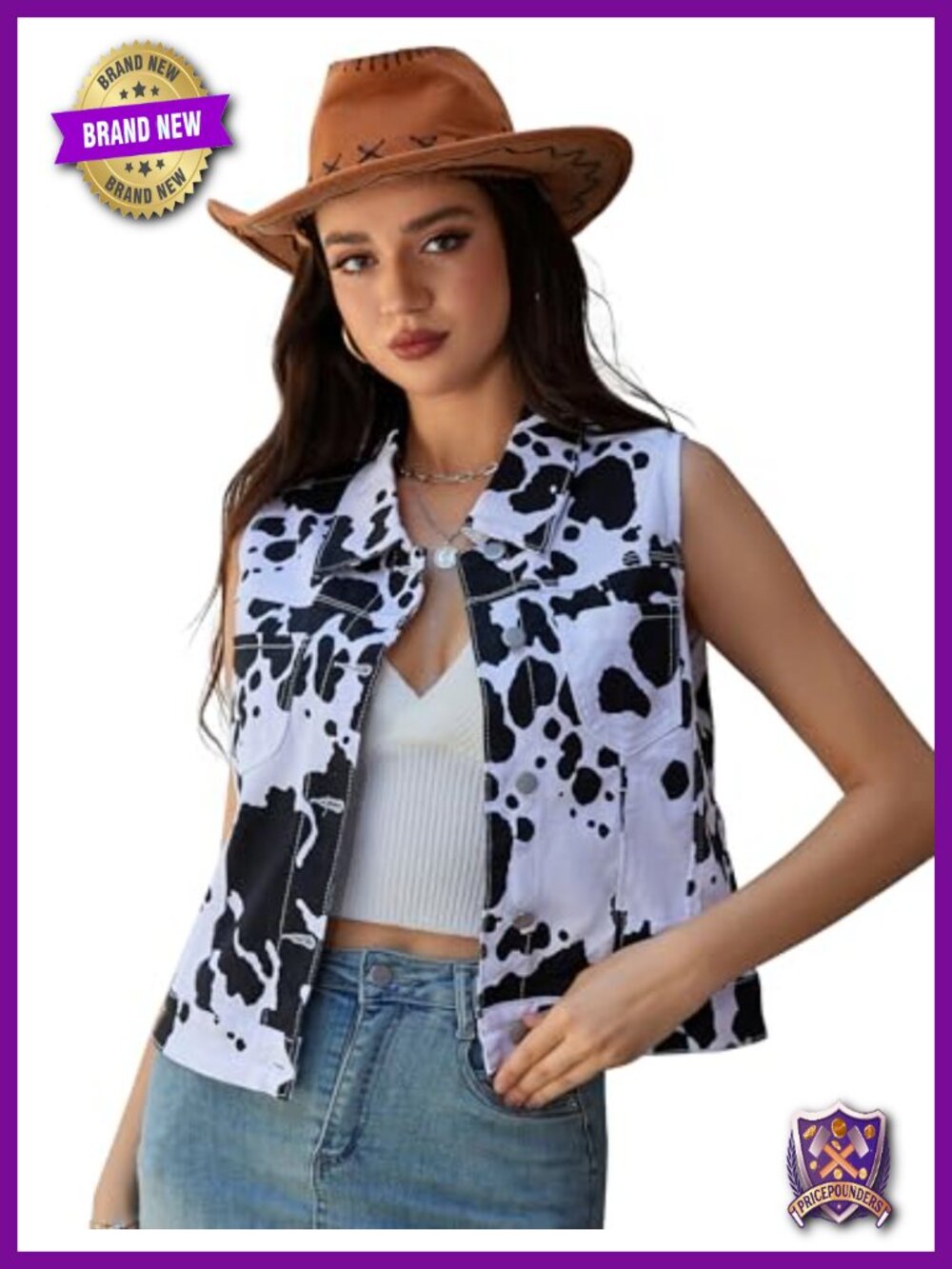 OeyFnbmO Women Vest Sleeveless Jean Jacket Denim Print Vest